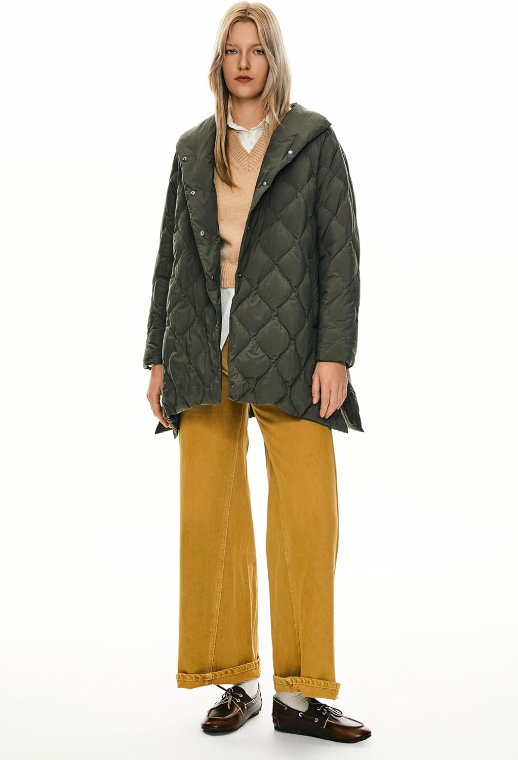 Orolay Women's Oversized Quilted Puffer Jacket Lightweight Insulated Casual Long Sleeve Padded Coat with Pockets - Image 3