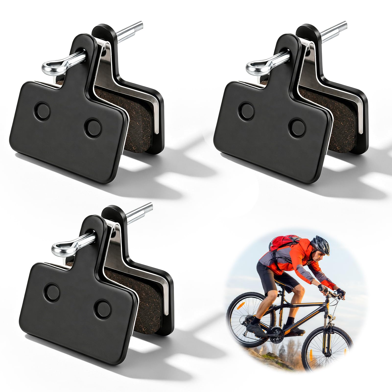 Bike Disc Brake Pads, 3 Pairs Compatible with Shimano M315 M355 M375 M395 M415 M416 M446 M465 M475 M485 M486 M515 M525 C501 C601 Bicycle Brake Pad Replacement