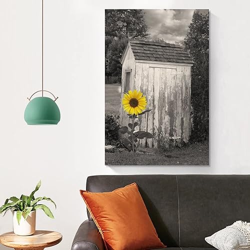 Miniatura 4 de ESyem Pósteres rústicos de girasoles de granja, póster de arte en lienzo para pared de baño, póster artístico y arte de pared, decoración moderna de