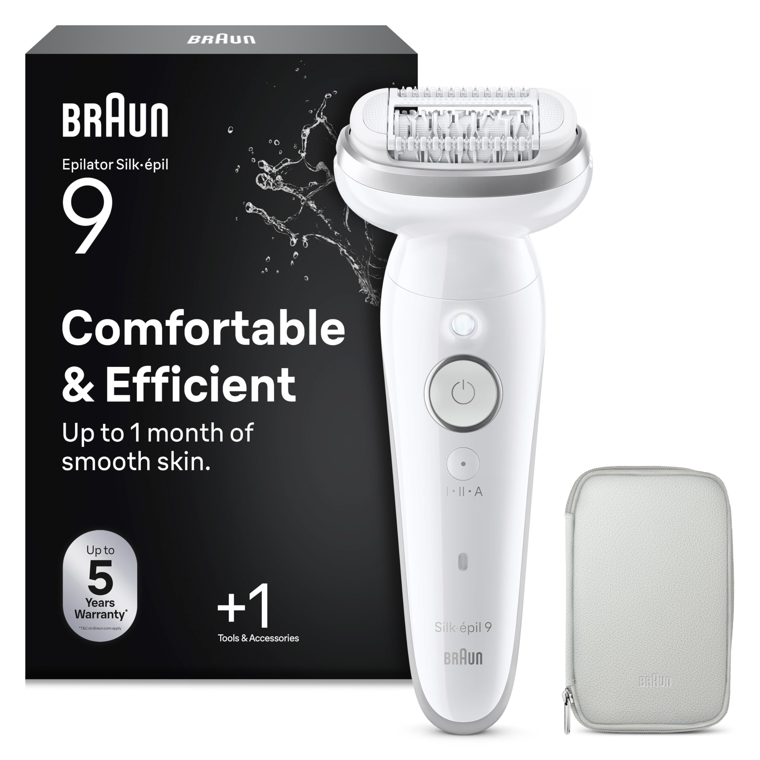 Braun Silk·épil 9, Epilierer Mit Beweglichem Kopf zur Verbesserung der Haarentfernung, Nass und Trocken Haarentfernung, Glattleder Für Lang, 9-000, Silber