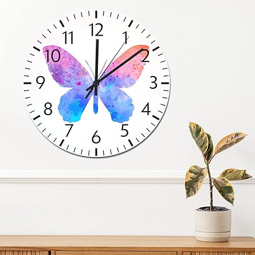 Miniatura 58 de ArogGeld Reloj de pared de PVC con mariposa multicolor, relojes con números para amantes de la mariposa, silencioso, sin tictac, funciona