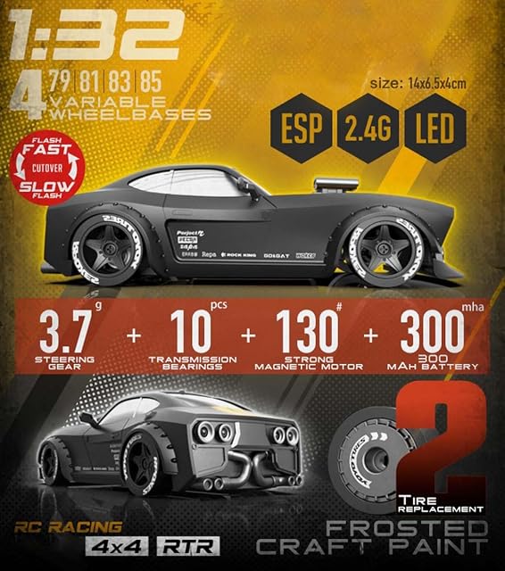 Foto 4 de 8 de BuildCubes KM3299 1/32 RC Drift Auto, KM3299 1/32 Mini RC Drift Car RC Racing Auto