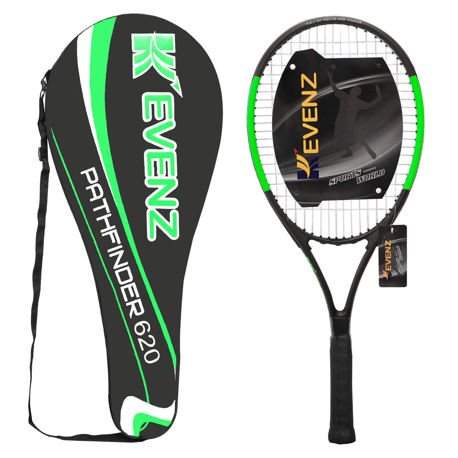 KEVENZ Tennis Racket with Carring Bag,Professional Tennis Racquet for Adults, Light Weight and Shock Proof, Green…