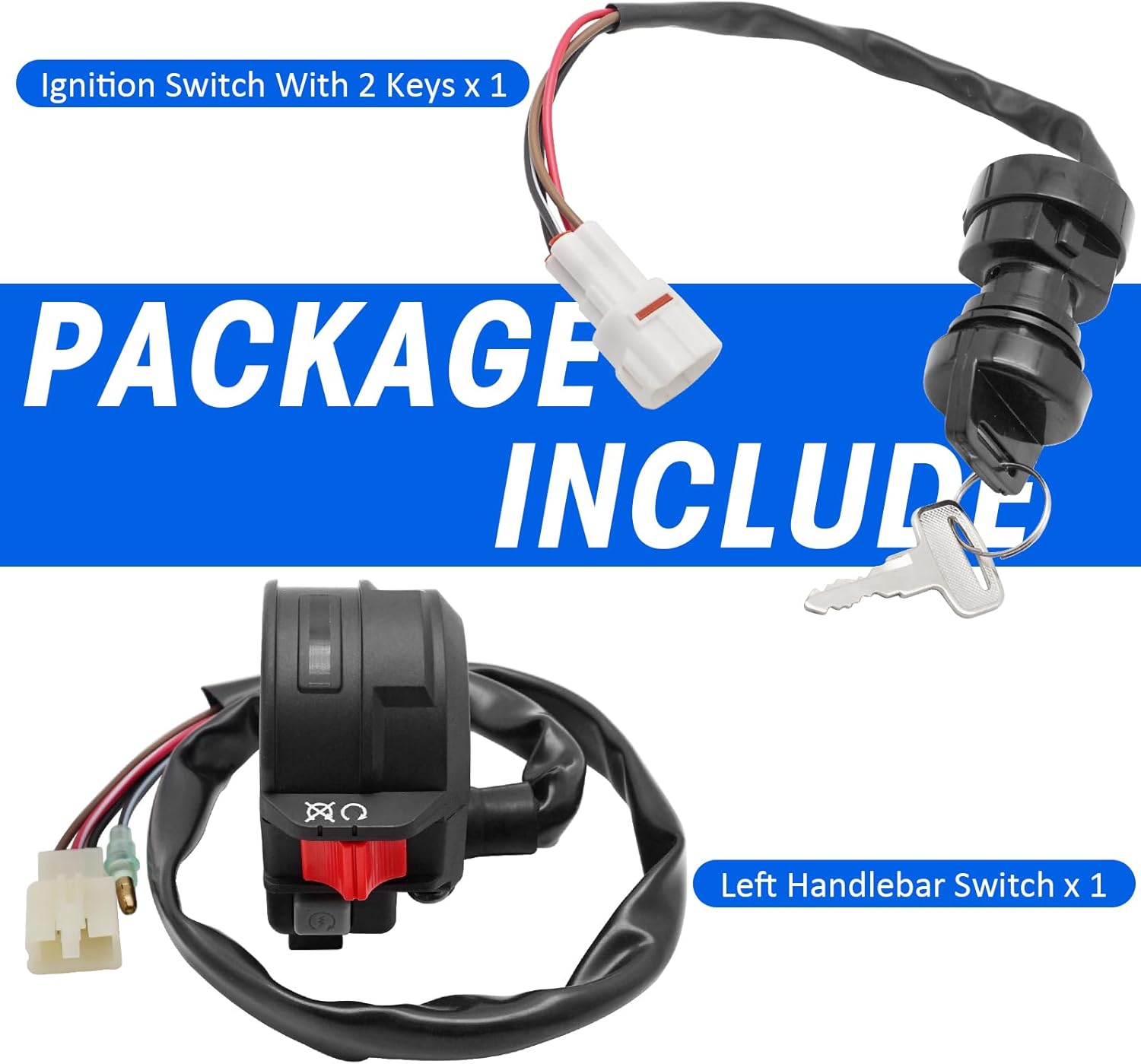 M MATI Start Stop Switch & Ignition Key Switch for Yamaha Raptor 50 Raptor 80 Grizzly 80 Badger 80 1995-2008 4EM-83975-00-00 4GB-82510-12-00 4GB-82510-11-00