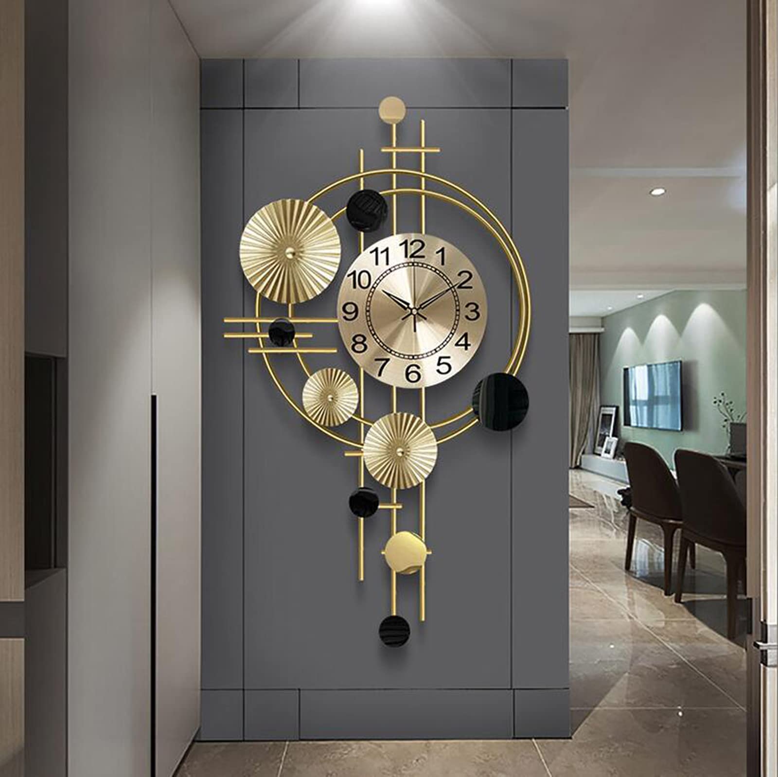 Nowoczesny design duży metalowy zegar ścienny cyfrowy do salonu jadalni - stylowy współczesny element wystroju