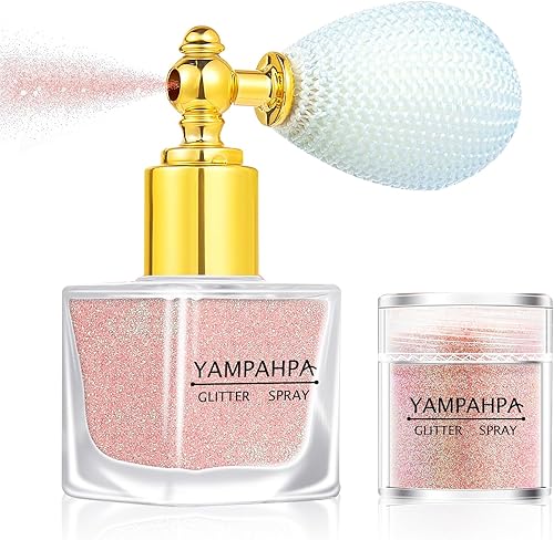 Spray de purpurina corporal, spray de purpurina rosa luminosa para cabello y cuerpo, incluye 1 tarro de recambios Rosa luminoso + 1 botella de