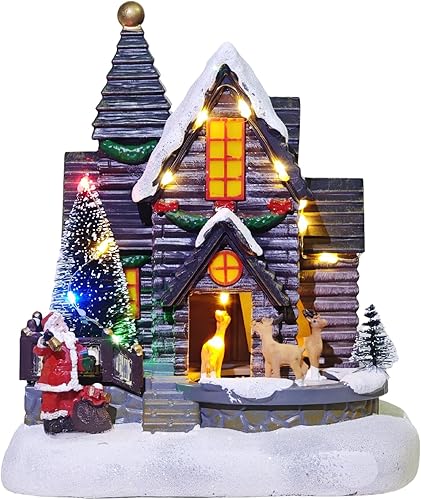 Casa de pueblo navideño, edificios coleccionables con 8 canciones y luces LED, regalo festivo para coleccionistas, familias
