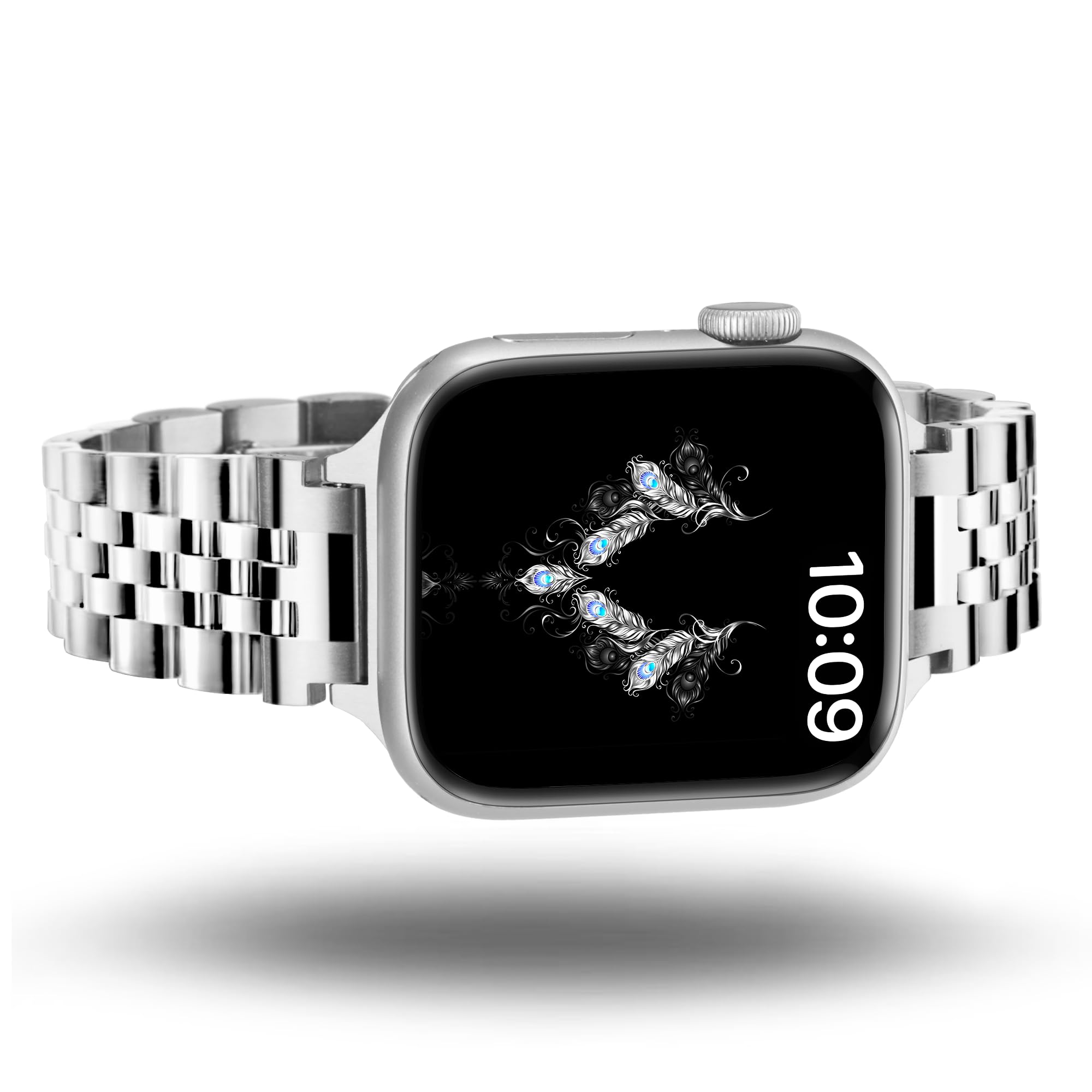 Upgraded No Tools Needed Metal Band Compatible with Apple Watch Band, 100% Stainless Steel, Slim Adjustable Wristband for iWatch Band Series 10/9/8/7/6/5/4/3/SE/Ultra Men