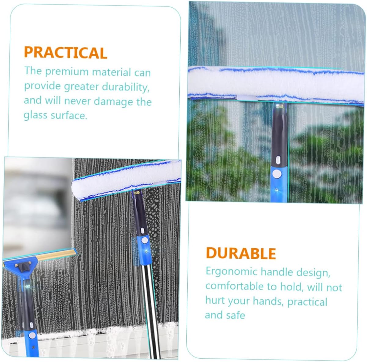 Microfiber Window Cleaning Squeegee Kit with Extendable Pole for Car Shower and Sliding Door Versatile Window Cleaner with Scrubber for Efficient Cleaning Random Style