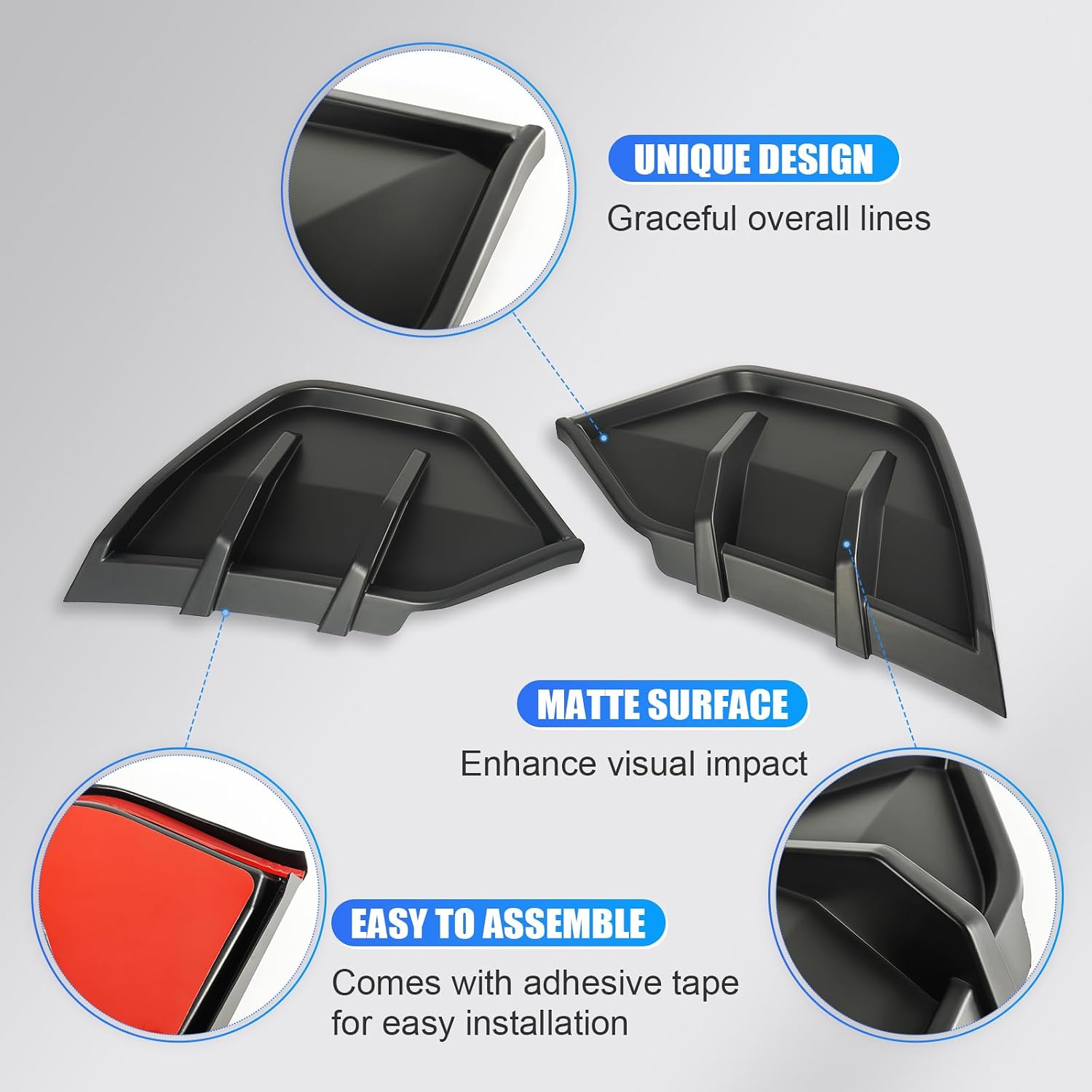 2PCS Rear Bumper Lip Diffuser Compatible with Tesla Model Y Juniper 2026 2025 Matte Black Rear Lower Bumper Lip Diffuser(Not Fit Performance)