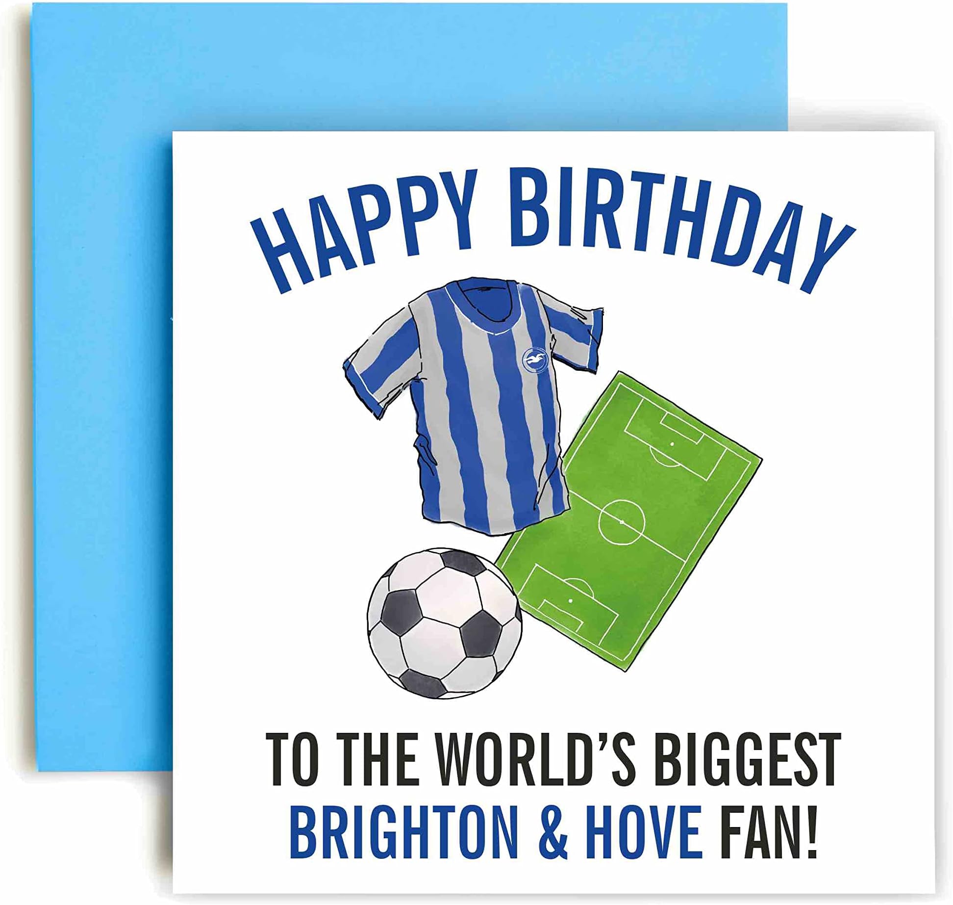Huxters Football Cards for Brighton & Hove Albion Fans – Happy Birthday Card for Dad, Husband, Grandad, Brother, Son – Men Birthday Card for him - Football Illustrations 14.8cm (Brighton & Hove)