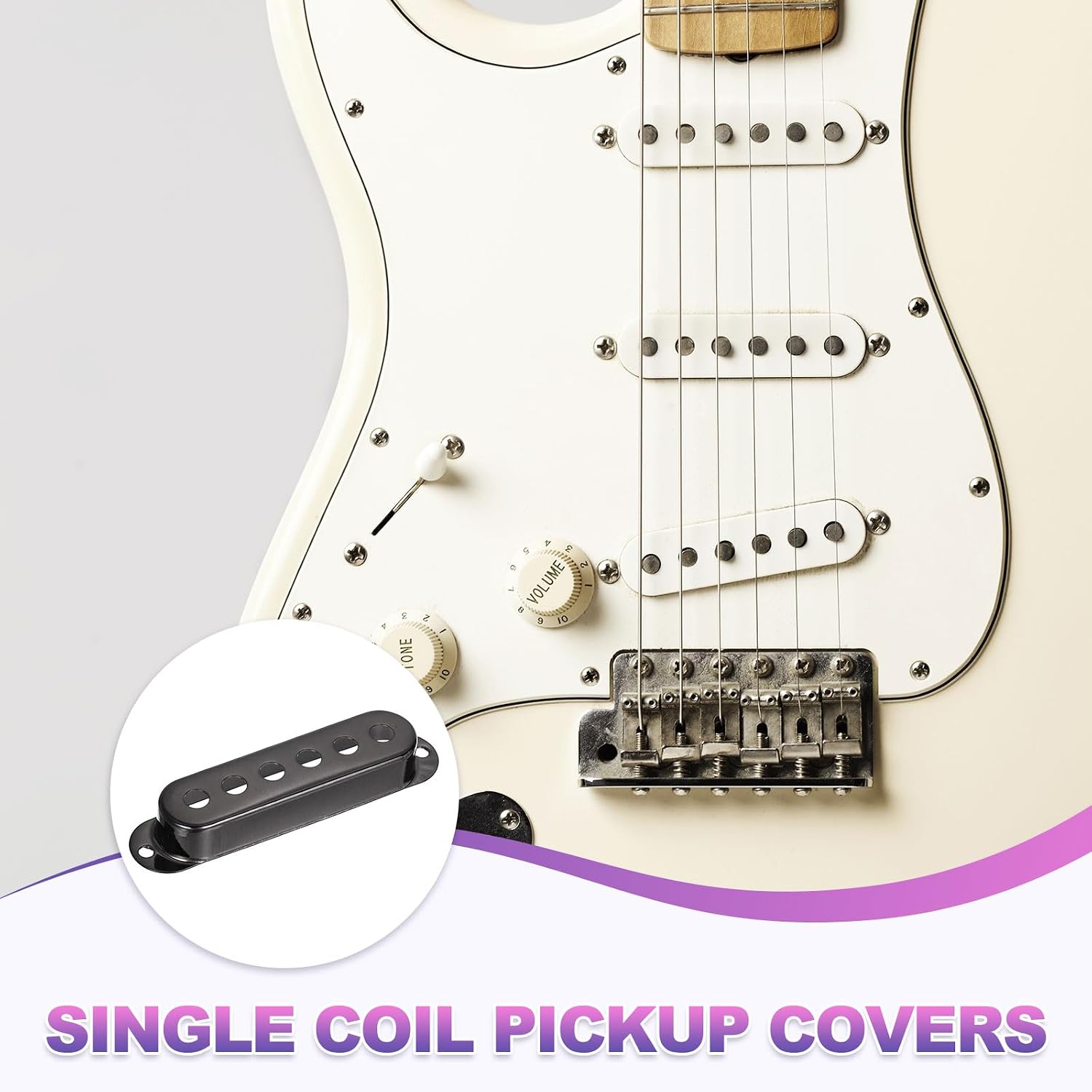 MECCANIXITY 3 Pcs Single Coil Guitar Pickup Covers, 52mm Pole Spacing Brass Opened Pickup Set Electric Guitar Accessories Replacement Part for ST Series, Black
