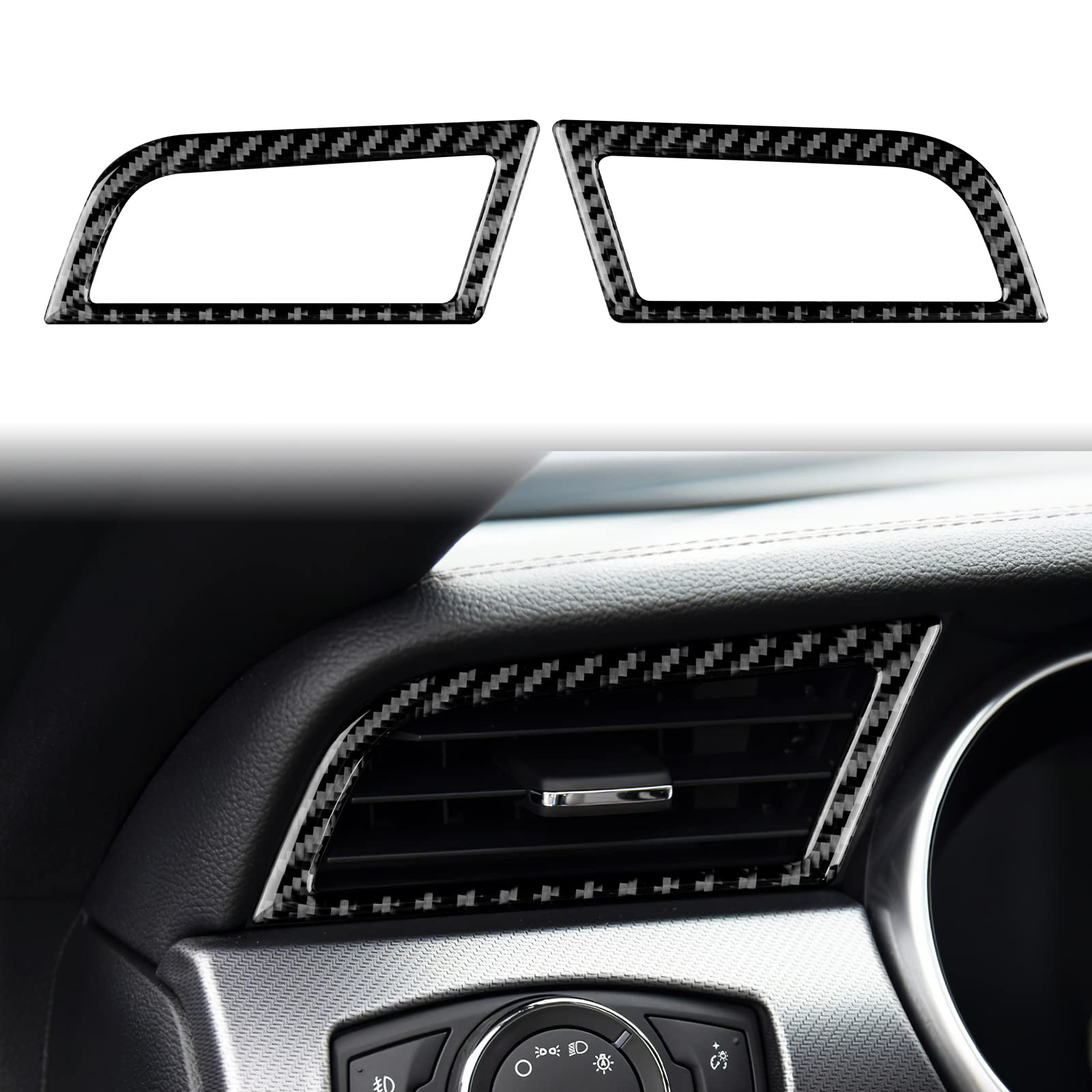 Carbon Fiber AC Vent Trim Covers For 2015+ Ford Mustang - 3-Piece Set, Easy Install