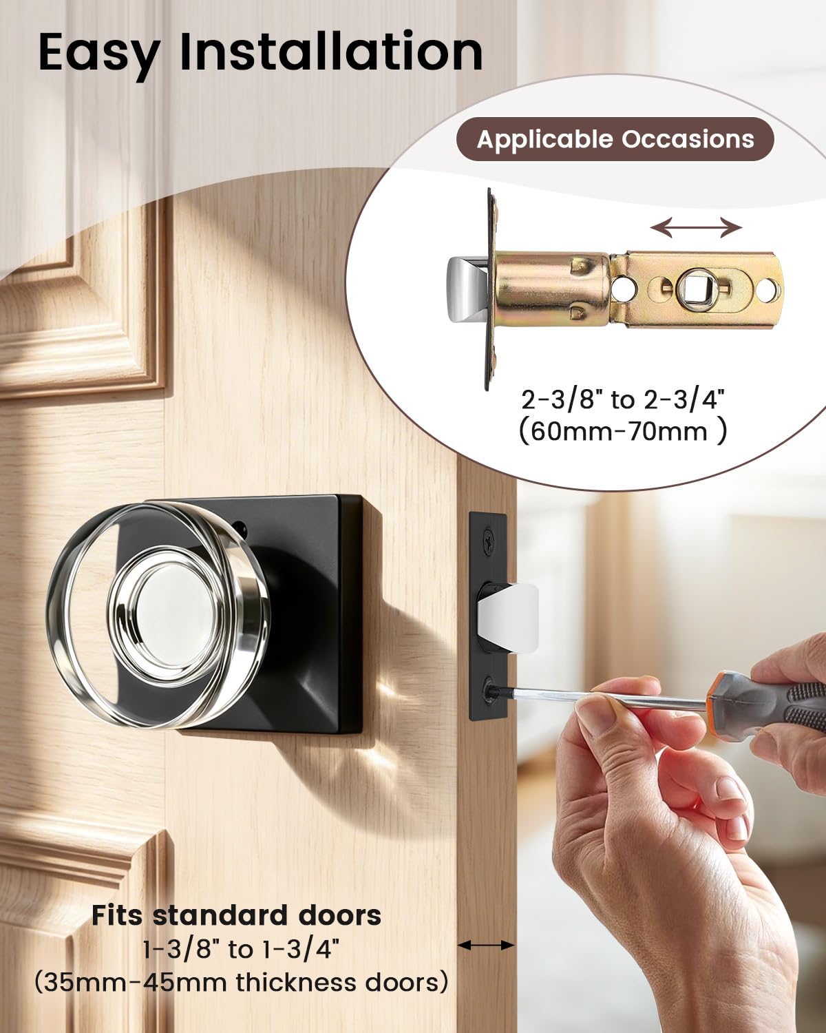 Crystal Glass Door Knobs with Lock - Privacy & Security -6 Crystal Glass Door Knobs with Lock - Privacy & Security -6