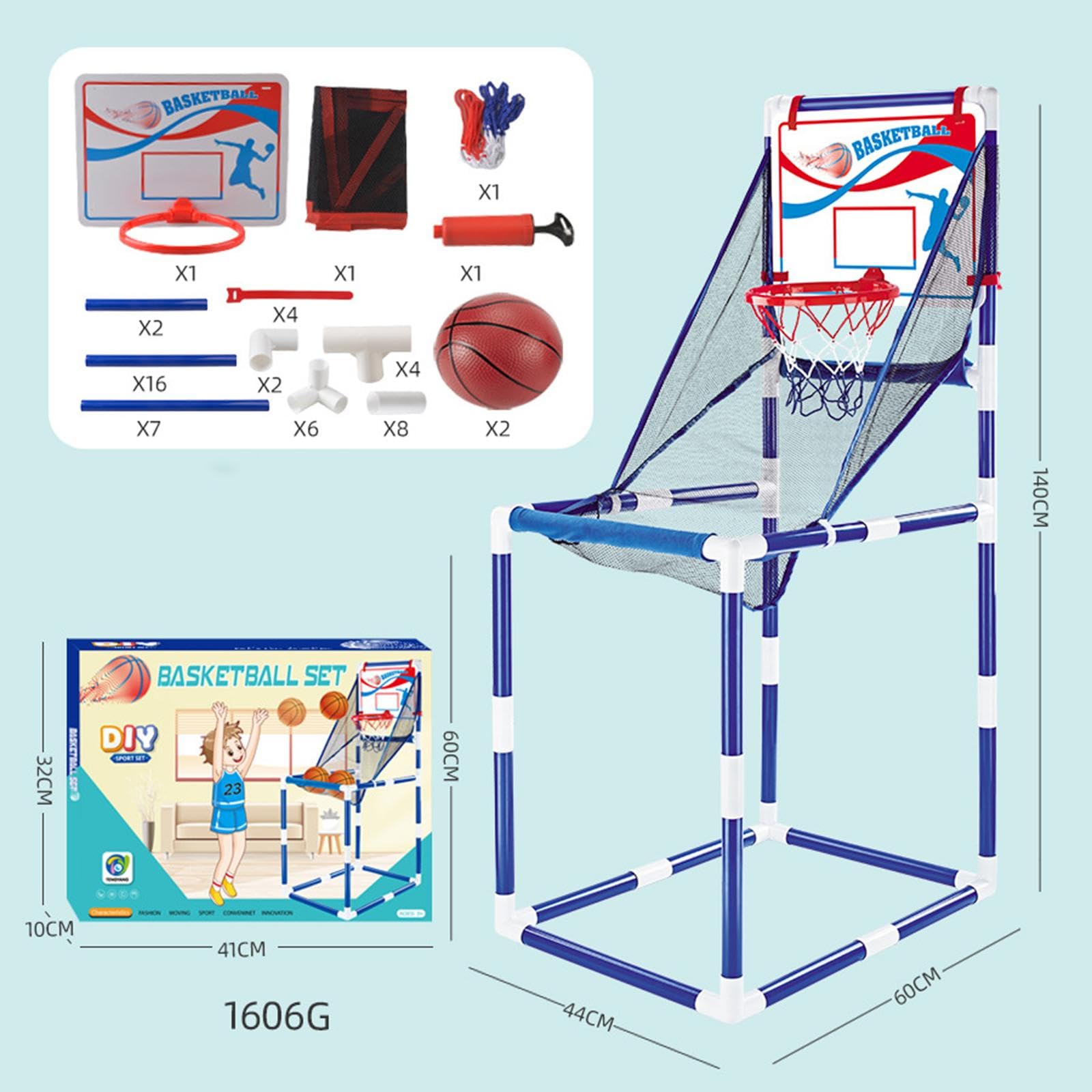 Juego de Baloncesto Arcade de Interior con Bomba de Aire, Juguete Deportivo, Diversión de Baloncesto Arcade en Casa para Fiestas Infantiles en, 44x60cm 2 Bolas
