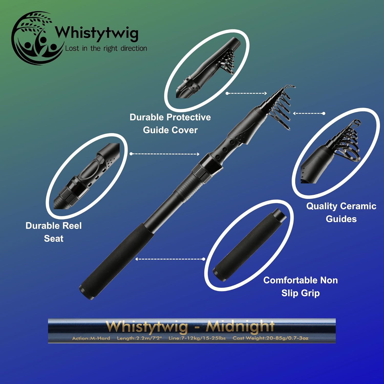 Whistytwig Carbon Fiber Telescopic Fishing Rod - Portable Collapsible Design for Travel and Adventure - Versatile Saltwater and Freshwater Fishing Pole