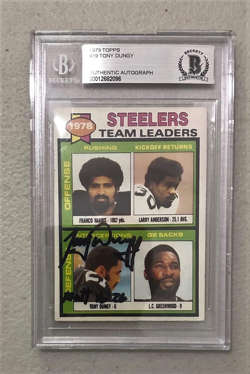 Autographed Tony Dungy Steelers 1979 Topps Rookie Card #19 BAS Beckett Slabbed