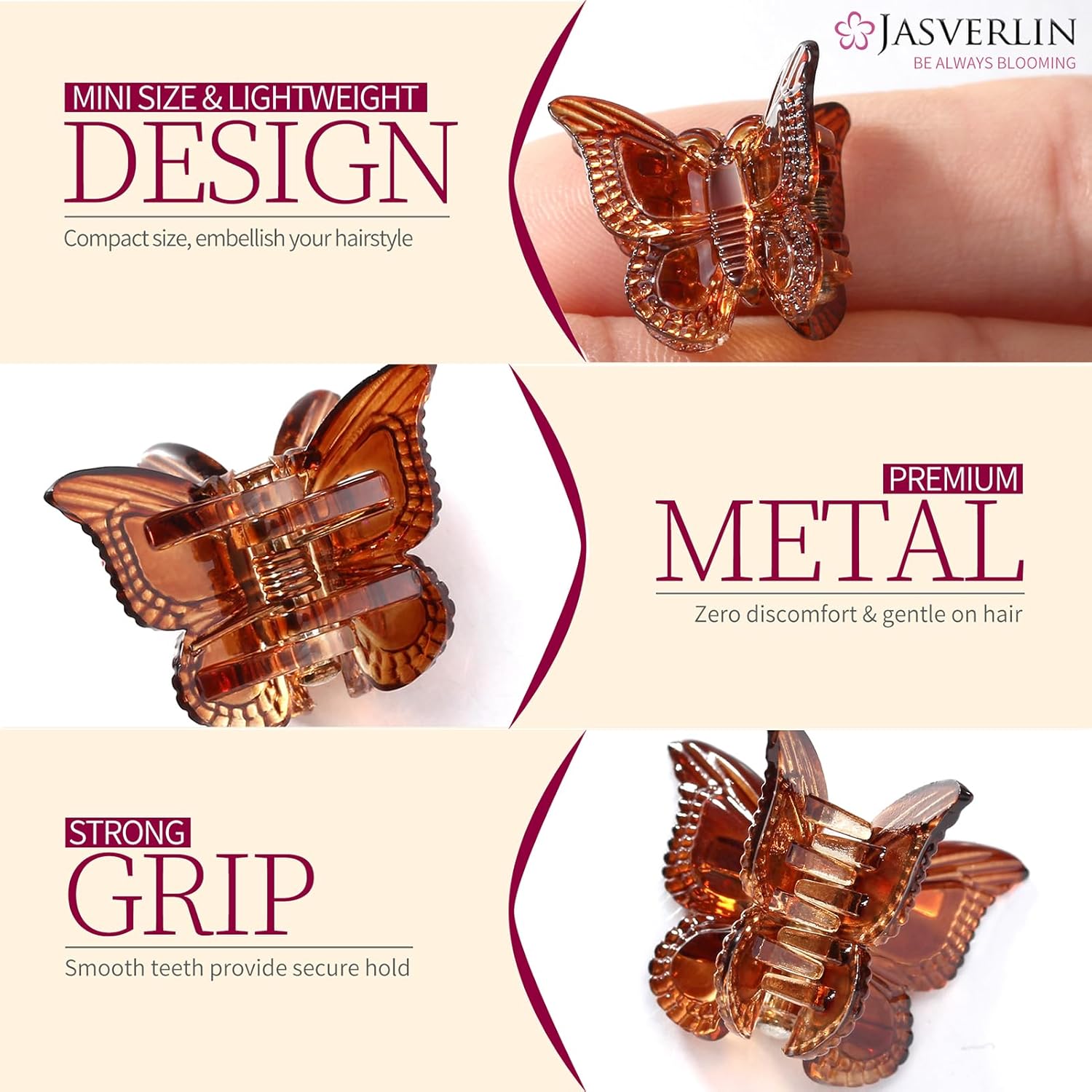 Mini Butterfly Hair Clips, 50pcs Black Brown Clear, Small Claw Clips Accessories for Women Girls Bangs, Little Butterflies Claws or Fine Thin Short Hair Bulk (Classic) - Image 4