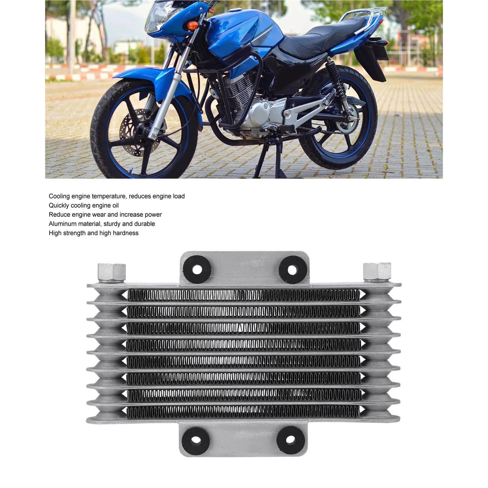 Wspornik radiatora Chłodnica oleju motocyklowego srebrna 125 ml, niskie zużycie, mocna, pasuje do GY6 125CC-250CC, motocross ATV, 8-rzędowa, chłodnica oleju silnikowego