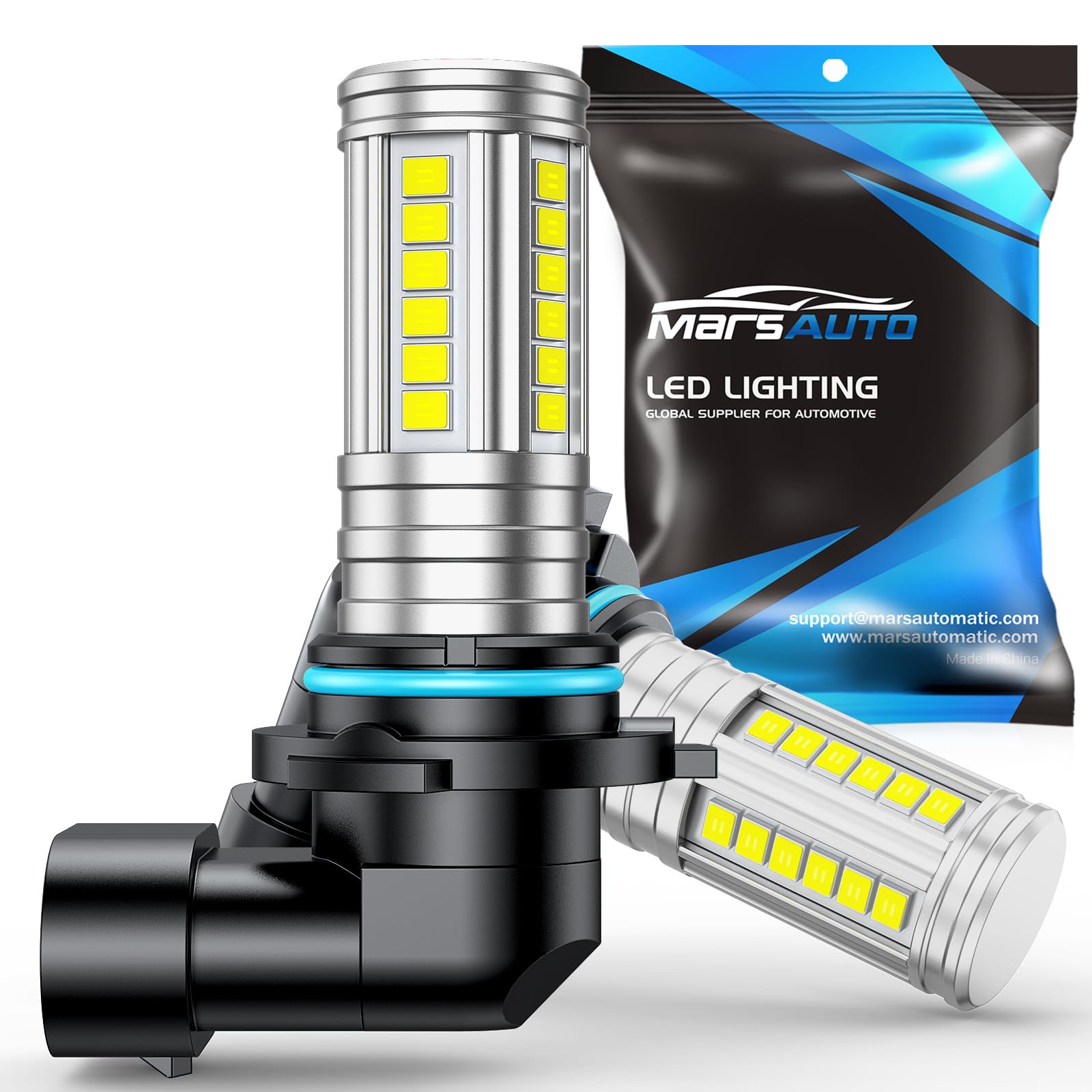 Marsauto H10 9145 Led Fog Light Bulbs, 12,000 LM 360° Illumination Upgraded 60 Pcs Chips 9045 9140 Fog Lights Led, 6500K White Strong Penetration H10 Led Fog Light Bulbs for Car,Tire Light Assemblies