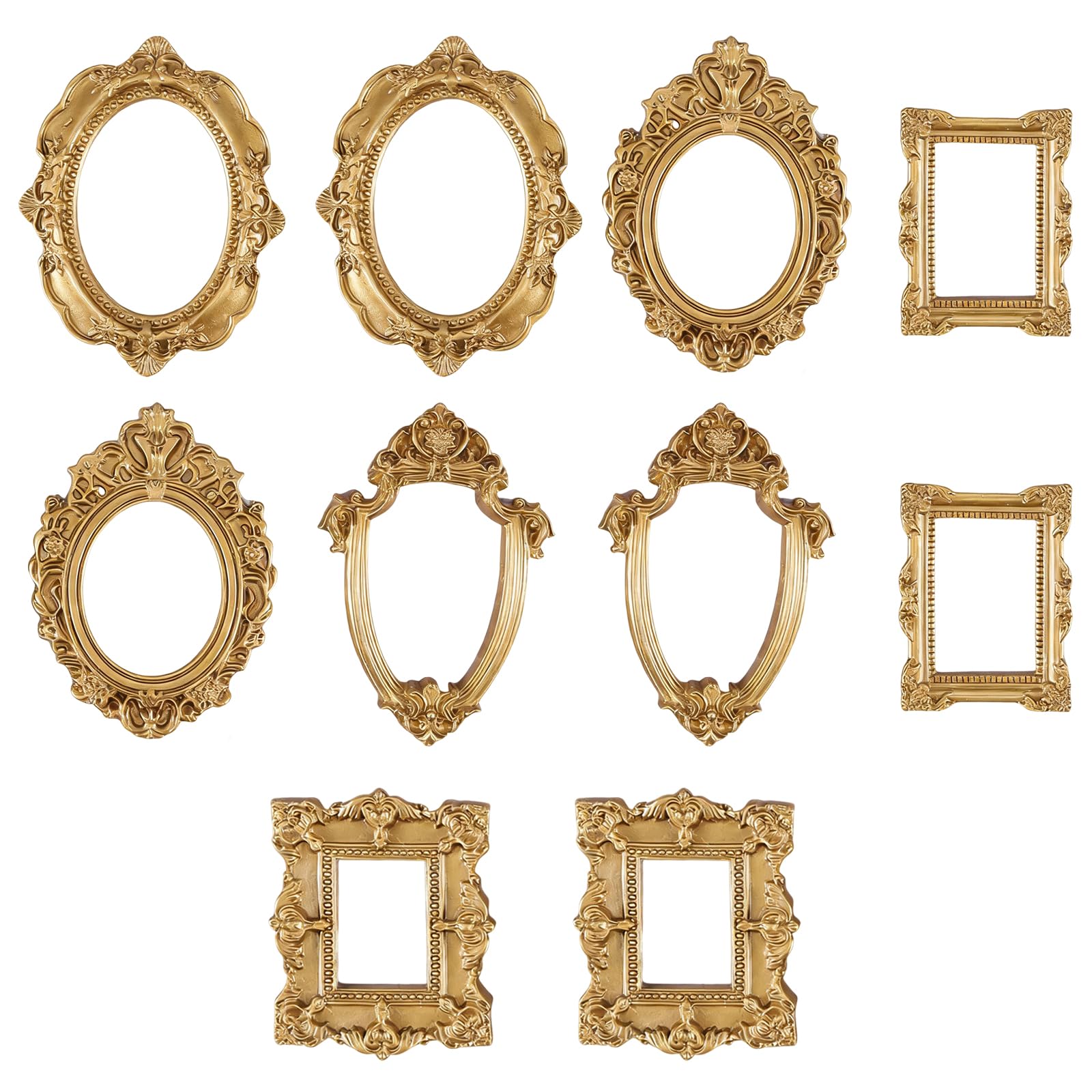 Hedayu Gold Small Vintage Picture Frames, Miniature Photo Frames, 10Pcs