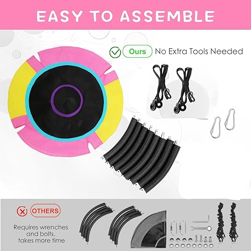 Miniatura 5 de Hotjump Platillo de árbol de 40 pulgadas para niños al aire libre con tienda de campaña, capacidad de peso de 600 libras, columpio redondo para