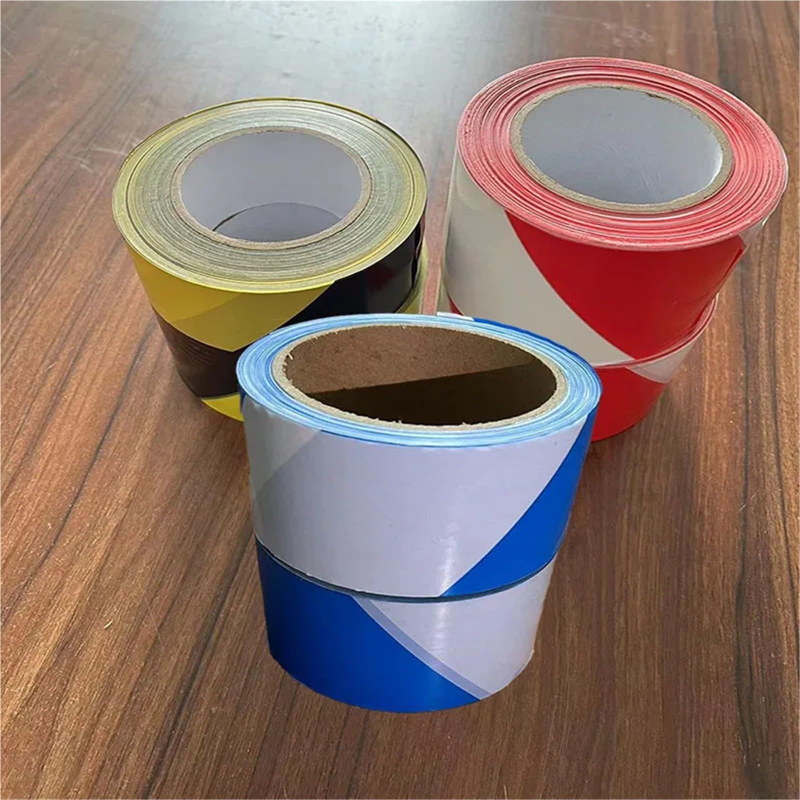 Sicherheitswarnbänder Rot-weiß-gelb-schwarz-blau-weiß gestreiftes Warnband for Warengrund-Gefahrenbereich-Sicherheitswarnung. Keine Viskose(Blue and White,T1.2milxH75mmxL100m)
