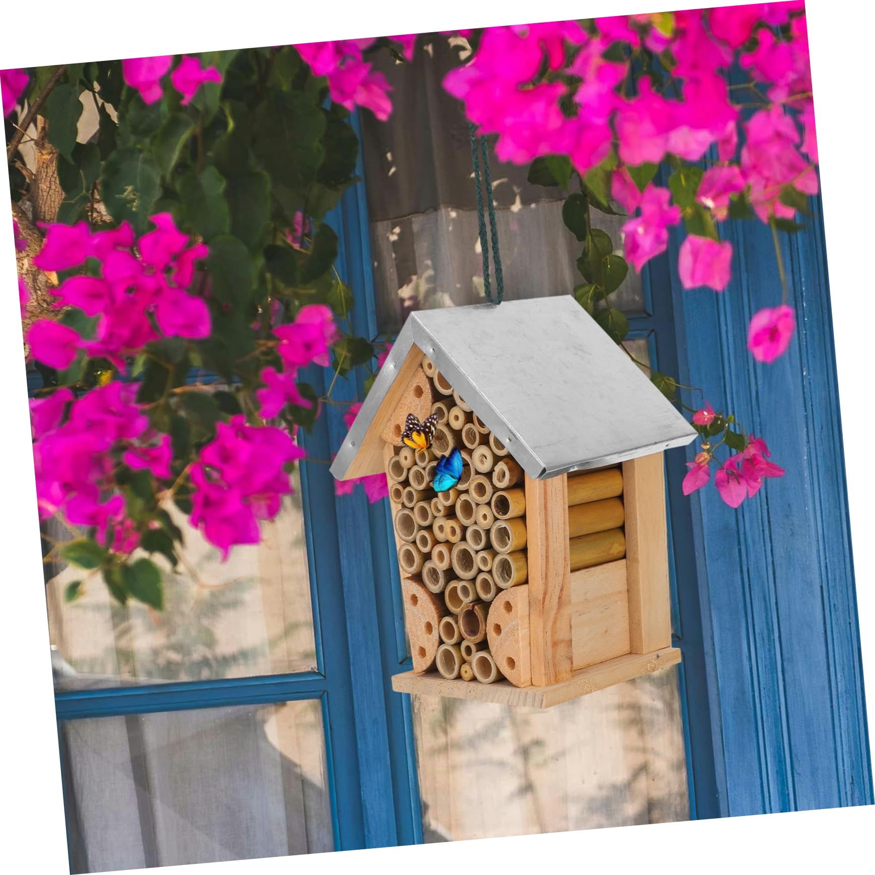 Outdoor-Hotel Gartenbedarf Insektenhaus Hängender Marienkäferhaus Für Den Garten Bienen- Und Schmetterlingshaus Hängendes Bienenhaus Insektenhotel Hölzerner Bienenstock Eisen