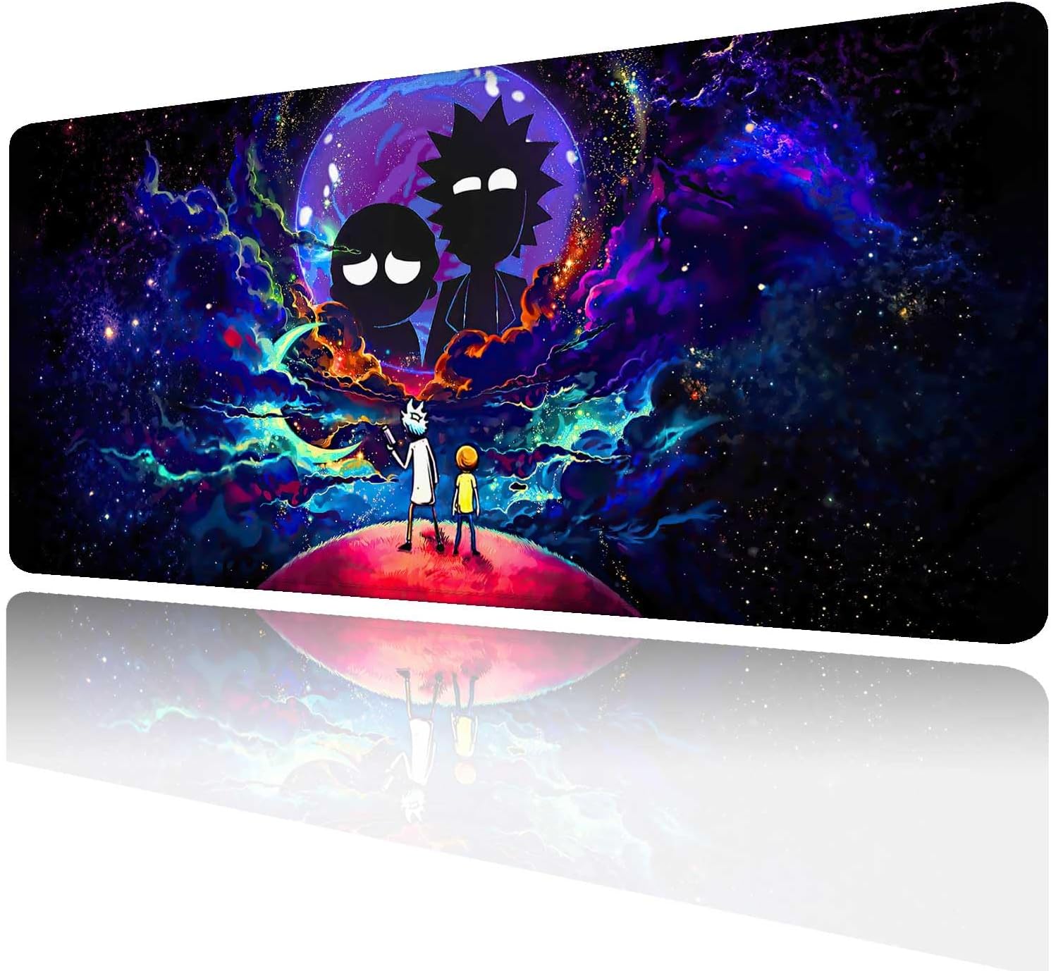 Large Gaming Mouse Pad Anime Night Sky Space Stars Custom Desk Pad,Mousepad with Non-Slip Rubber Base and Stitched Edges Mouse Mat,Portable Desk Mat for Office,Computer Work,Game,31.5X15.7
