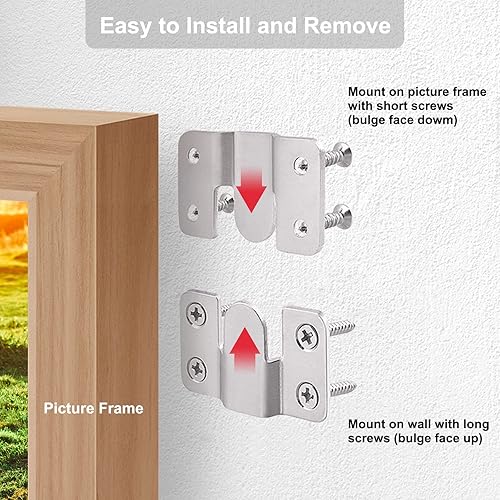 Miniatura 4 de Soporte de montaje empotrado, gancho para marco de fotos entrelazado de 2.205 x 1.417 in, resistente para colgar fotos, soporte de enclavamiento