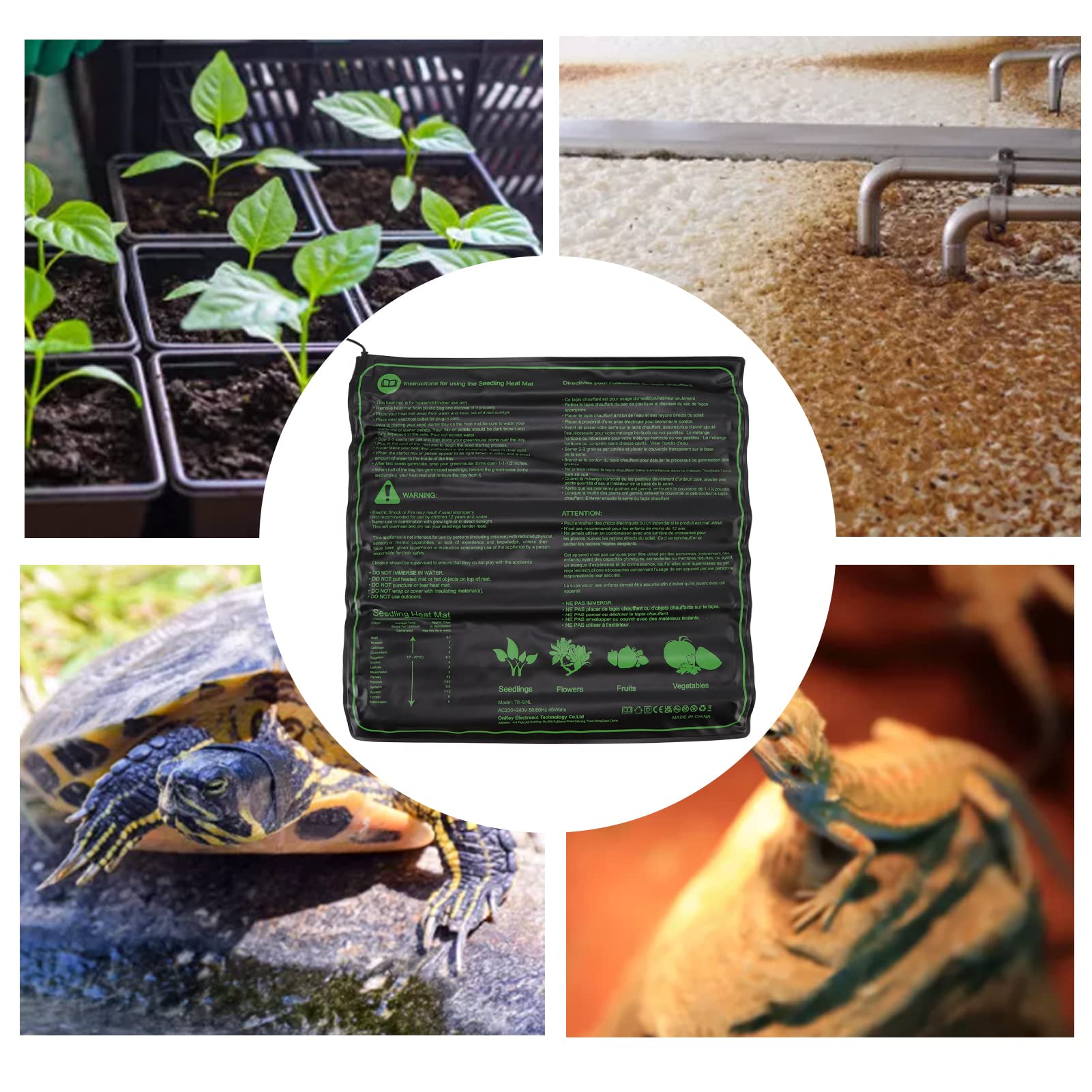 Tapis Chauffant pour Semis, Germination des Plantes Réglable à Partir d'un Coussin Chauffant Hydroponique Chaud et Imperméable pour Graines d'herbe de Fleurs