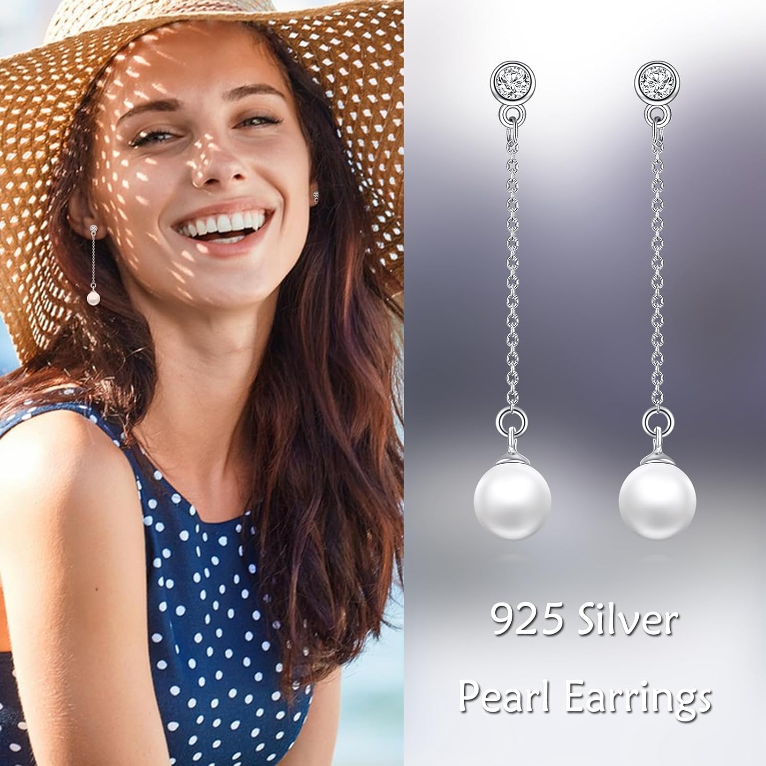 POPLYKE Sterling Silver Real Freshwater Cultured Pearl Stud Earrings for Women Pearl/Starfish Earrings Wedding Bridesmaids Anniversary