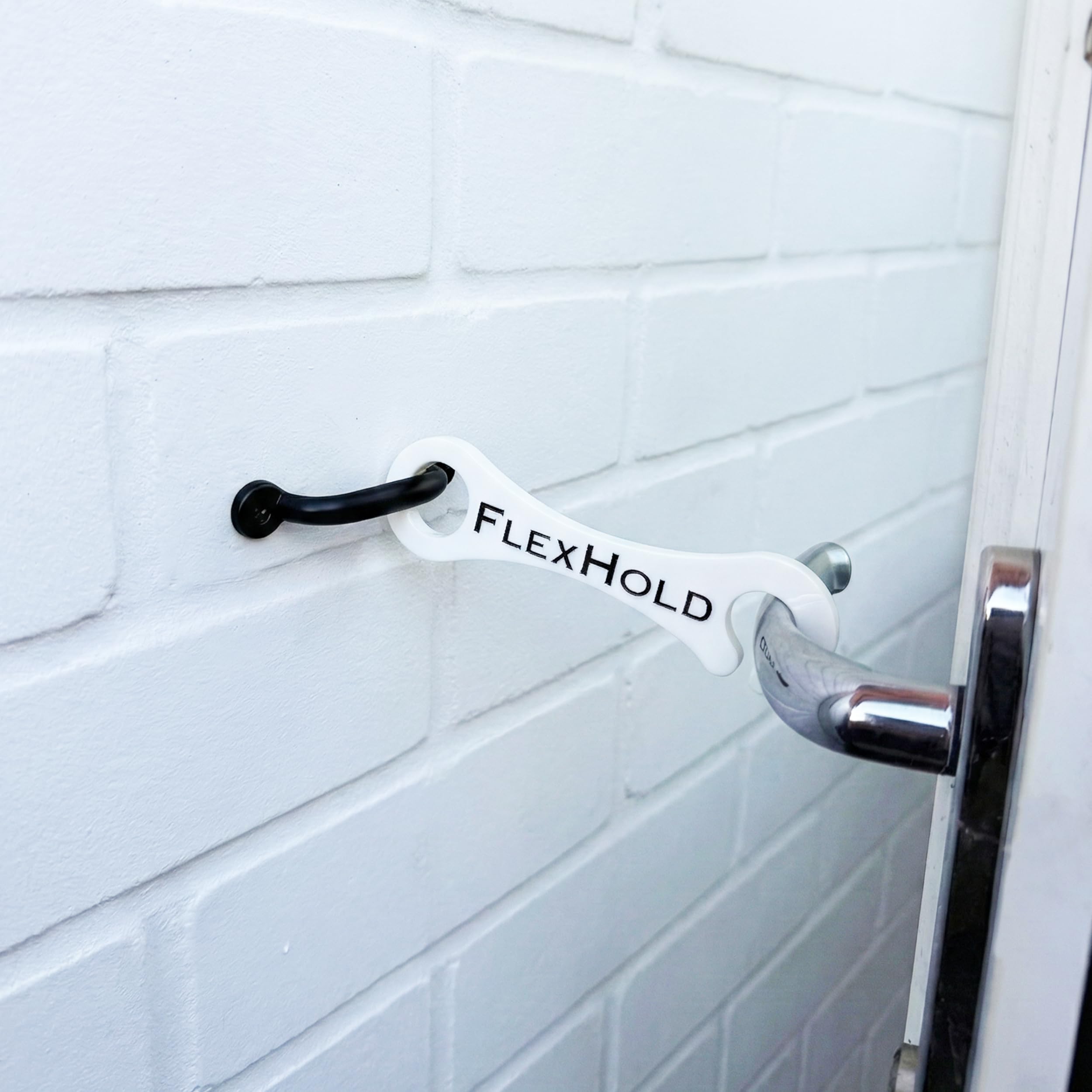 FlexHold 15cm Door Stay – 2 Pack – French & Patio Door Holders – Durable TPU Restraint with Stainless Steel Hooks, Screws & Wall Plugs – Pet Friendly & Fresh Air – Strong & Easy to Install