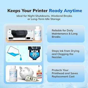 DTF Printer Moisturizing Solution 500ml Printhead Maintenance Fluid for Inkjet Nozzle Care & Clog Prevention, Compatible with Epson L1800 R1390 L805Extends Printhead Life
