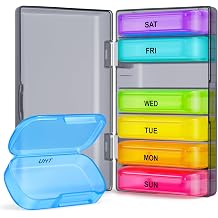 ZIKEE 7 Packs Extra Large Pill Organizer, Portable Pill Box 7 Day for Pocket, Purse, Weekly Pill Case with Dual-Protection Design, Pill Container for Medication, Vitamin, Fish Oil, Supplement, Black