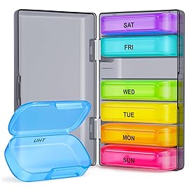 ZIKEE 7 Packs Extra Large Pill Organizer, Portable Pill Box 7 Day for Pocket, Purse, Weekly Pill Case with Dual-Protection Design, Pill Container for Medication, Vitamin, Fish Oil, Supplement, Black