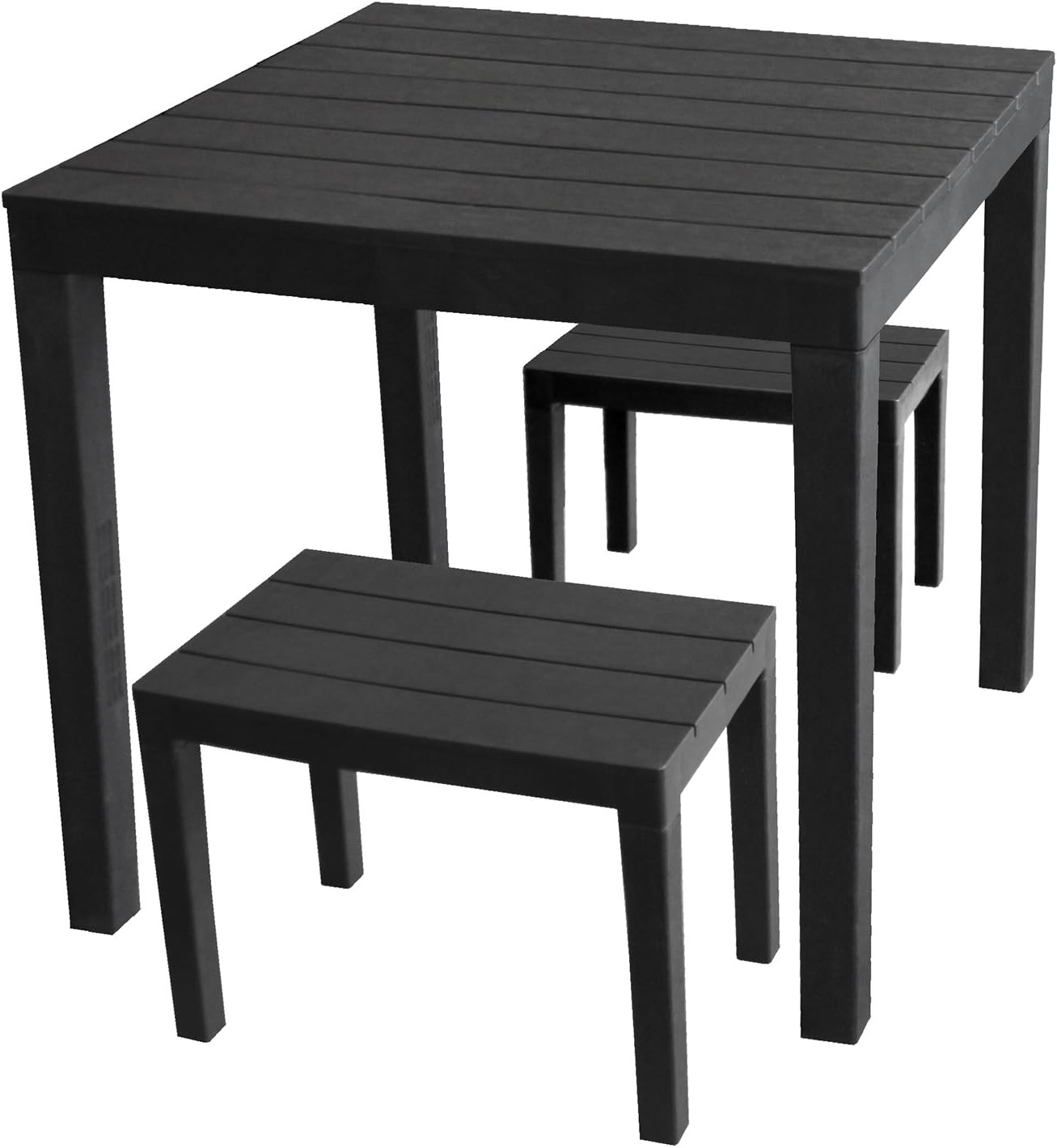 vidaXL Garden Table with 2 Benches Plastic Outdoor Patio