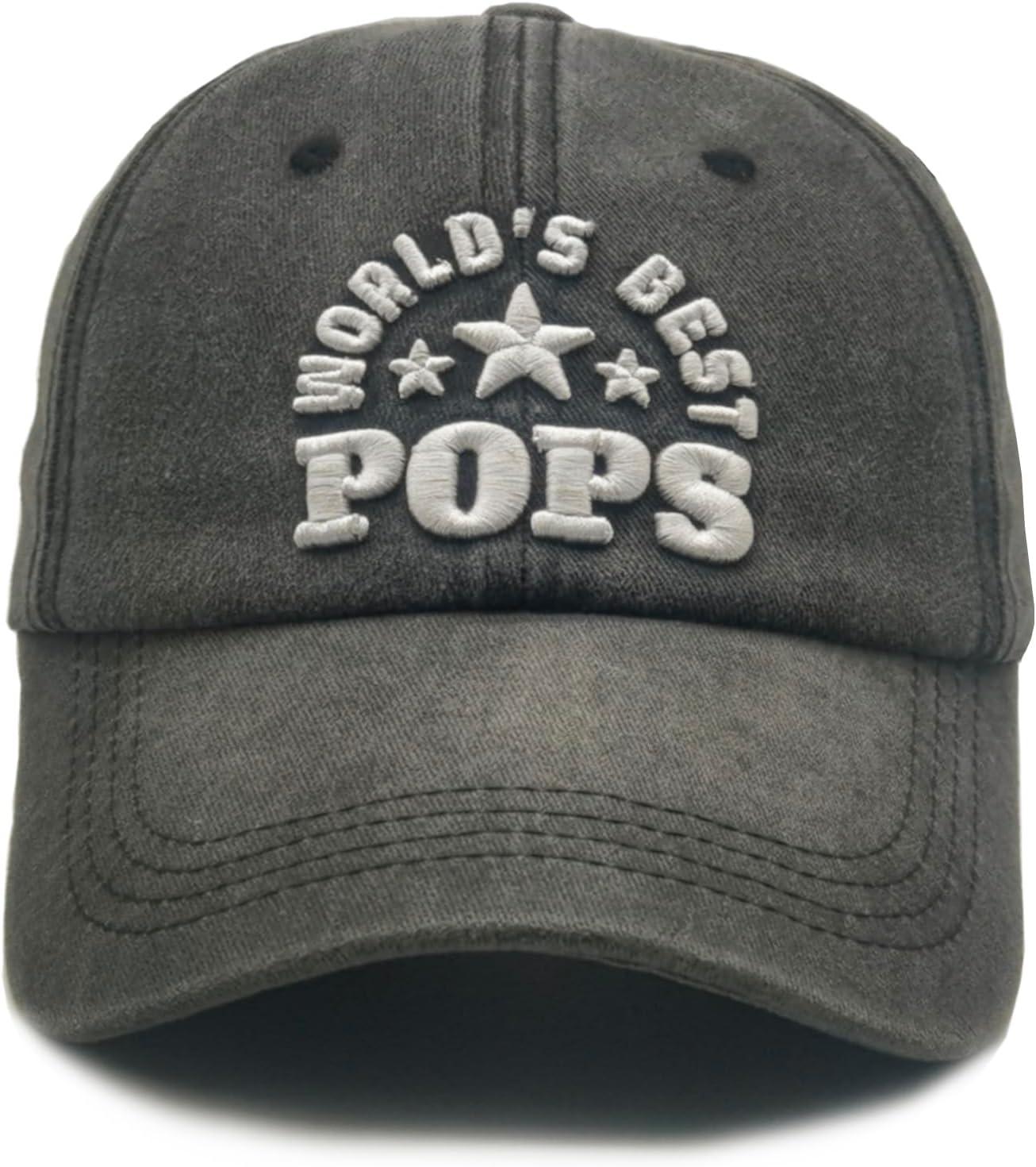World's Best Pop Pop Pops Hat for Grandpa Uncle, Adjustable Embroidered Cotton Baseball Cap Black