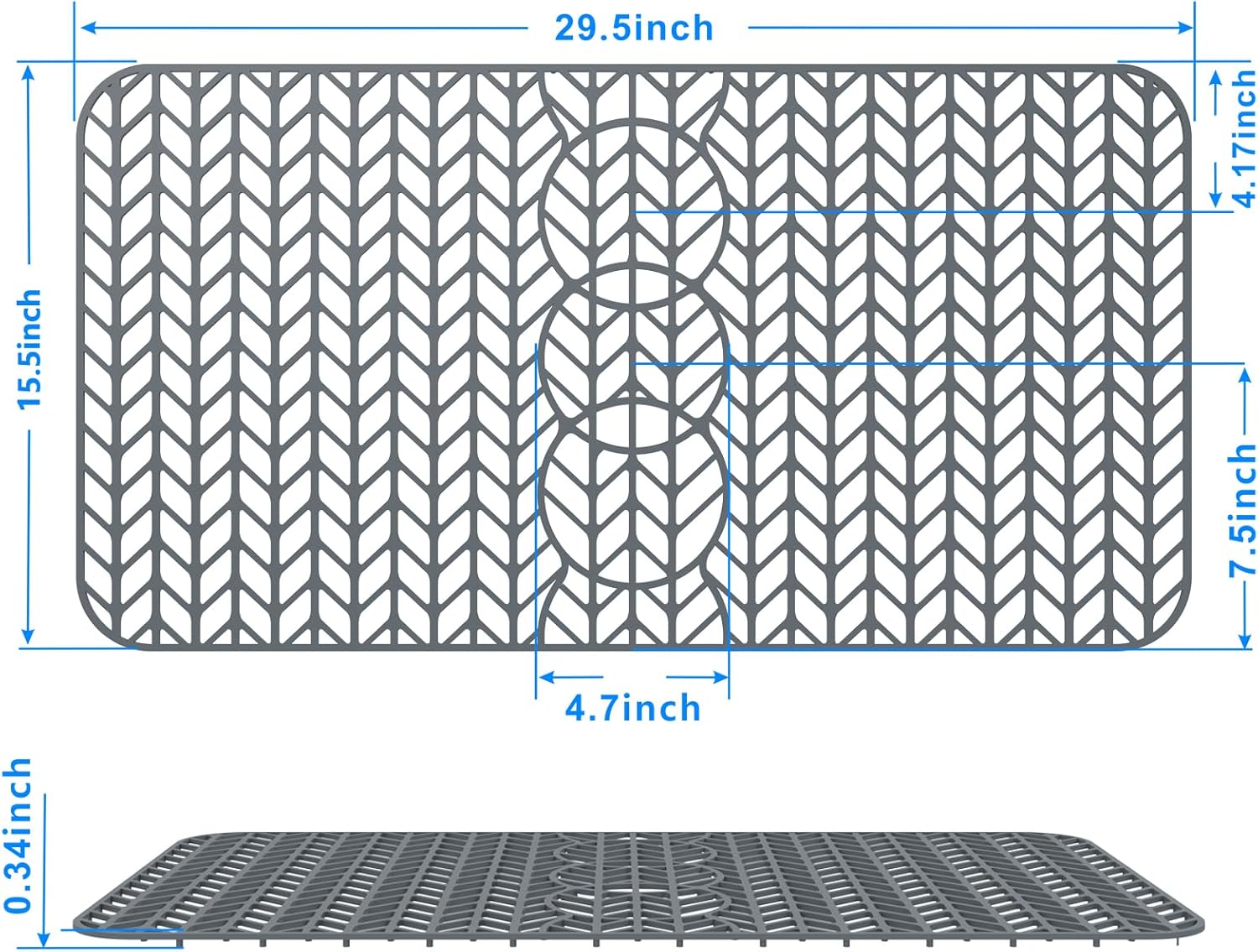 Sink Protectors for Kitchen Sink 12" 13" 16" 18" 19" 24" 26" 28" 29" Silicone Sink mat| Silicone Kitchen Sink Mat Grid for Bottom of Farmhouse Stainless Steel(29.5"X15"Gray) 29.5"X15" Gray