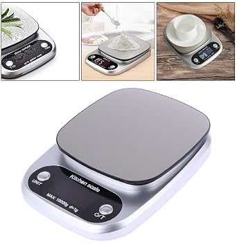Vitafit Digital Food Kitchen Scales, High Precision Grams and Ounces Weighing Professional, Weight Loss, Baking and Cooking, LED Display, Batteries Included, Silver