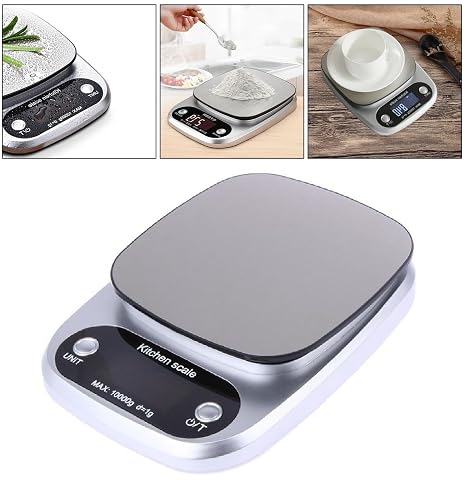 Vitafit Digital Food Kitchen Scales, High Precision Grams and Ounces Weighing Professional, Weight Loss, Baking and Cooking, LED Display, Batteries Included, Silver