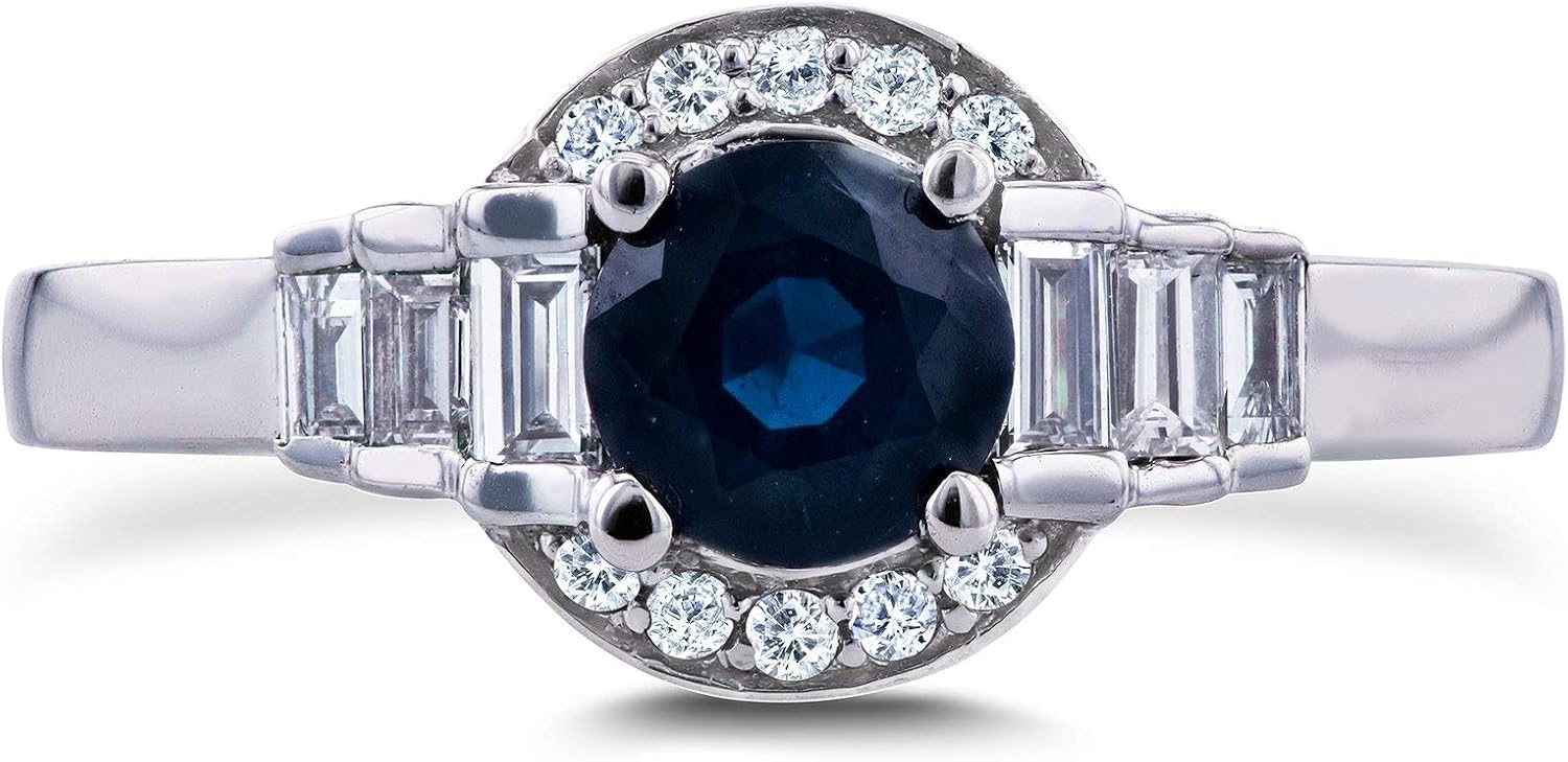 Kobelli Sapphire and Diamond Semi-Halo Ring 7/8 CTW in 14k White Gold