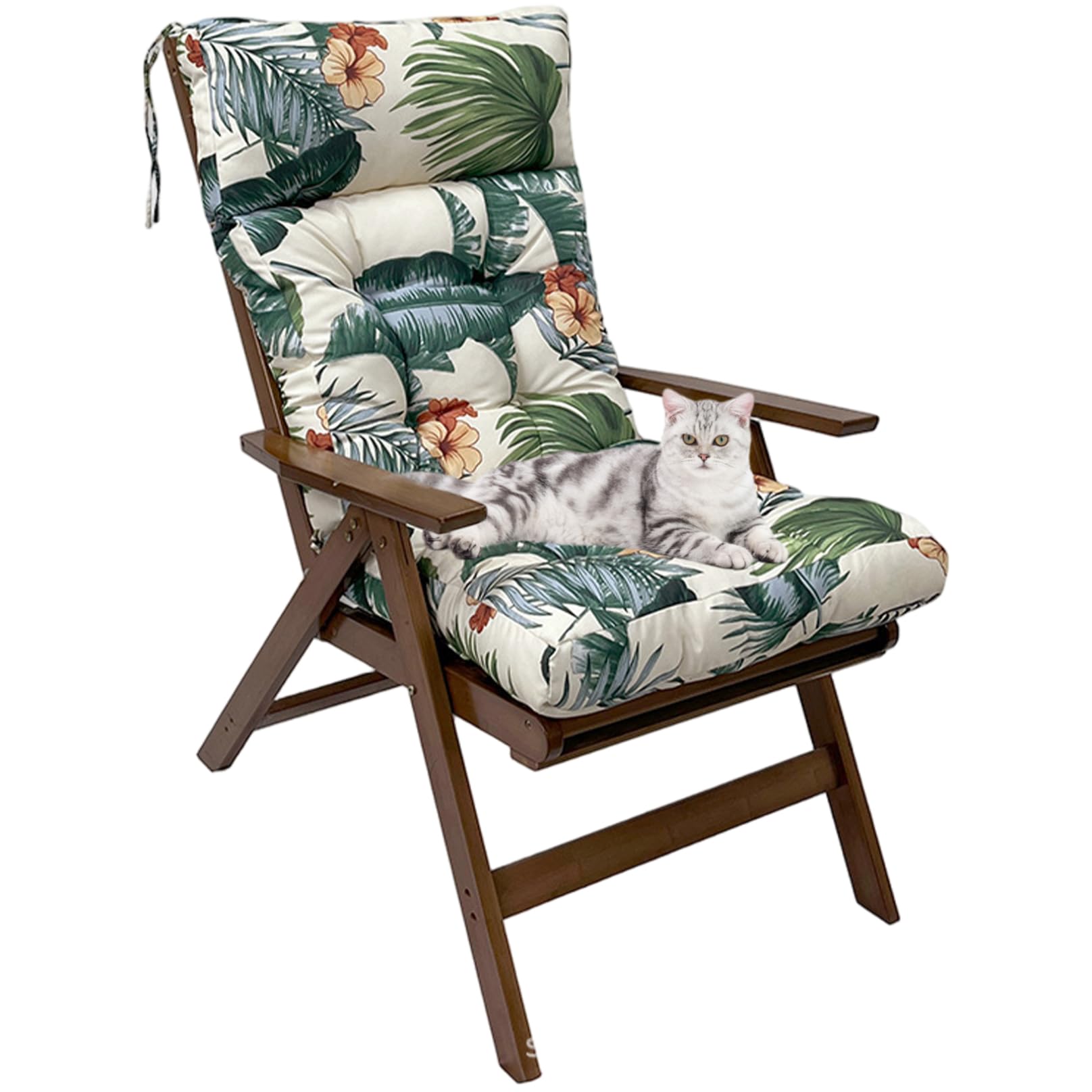 Coussin de chaise longue 124x55.9 cm plantes tropicales pour transat de jardin pliable à trois volets
