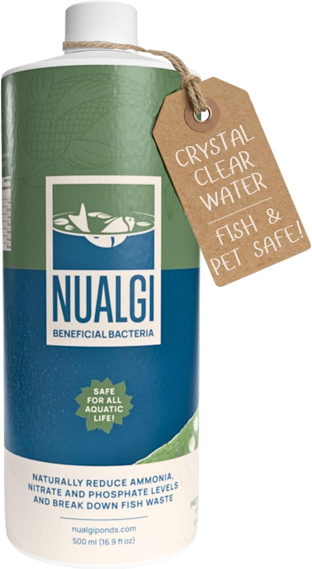 Nualgi 6-Strain Beneficial Bacteria โ 16.9 oz Pond Water Stabilizer
