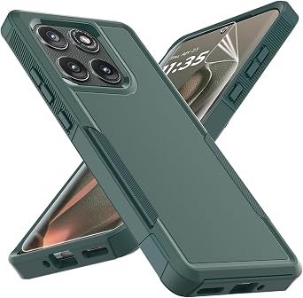 for Motorola Edge 2025 Case Dual Layer Protective Heavy Duty Cell Phone Cover Shockproof Rugged with HD Screen Protector - Military Protection Bumper Tough for Motorola Edge 2025, Dark Green
