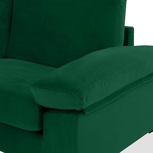 Miniatura 7 de Casa Andrea Milano Sofá modular moderno de tela de terciopelo grande sofá en forma de L con tumbona extra ancha y patas negras verde