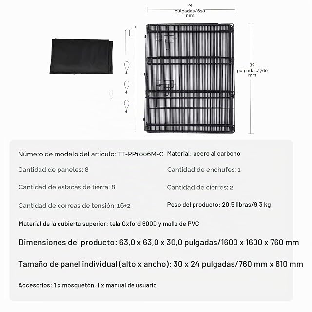 Foto 7 de 8 de VEVOR Parque de Juegos para Perros 8 Paneles de 760 mm x 610 mm