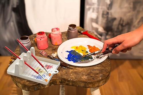 Miniatura 6 de Soporte para pinceles de pintura con 4 ranuras, soporte para pinceles de escritorio, soporte de exhibición para acuarela, acrílico al óleo,