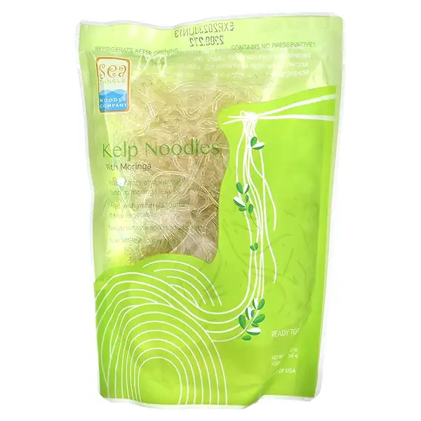 Sea Tangle Moringa Kelp Noodles (12oz) - Low Calorie Asian Noodles for Healthy Noodle Dishes - Gluten Free, Keto Noodle Sub for Rice Noodles, Glass Noodles, Pad Thai Noodles, Vermicelli 1