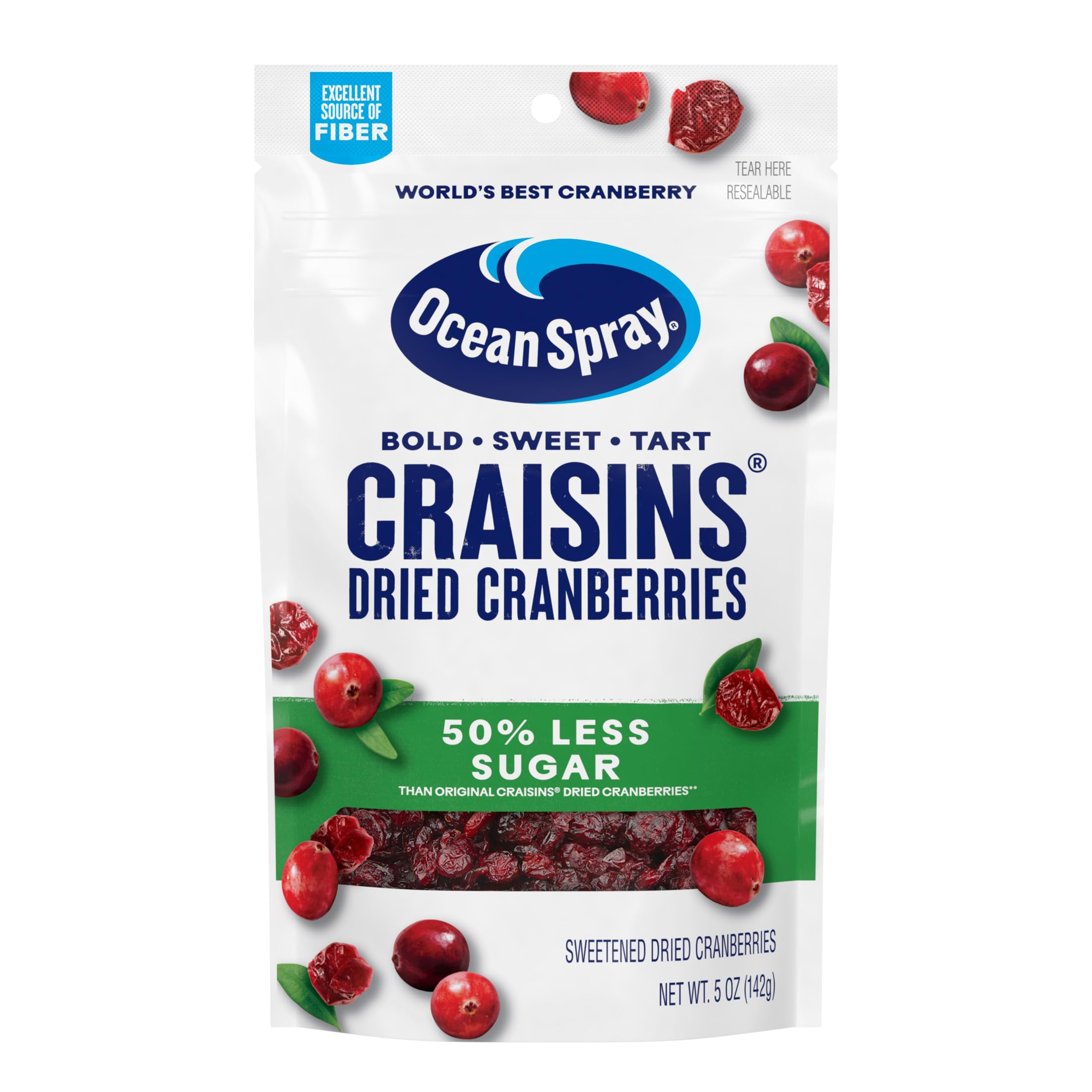 Ocean Spray® Craisins®, 50% Less Sugar Dried Cranberries, Dried Fruit, 5 Oz Pouch - dried fruits and vegetables | Mubboo